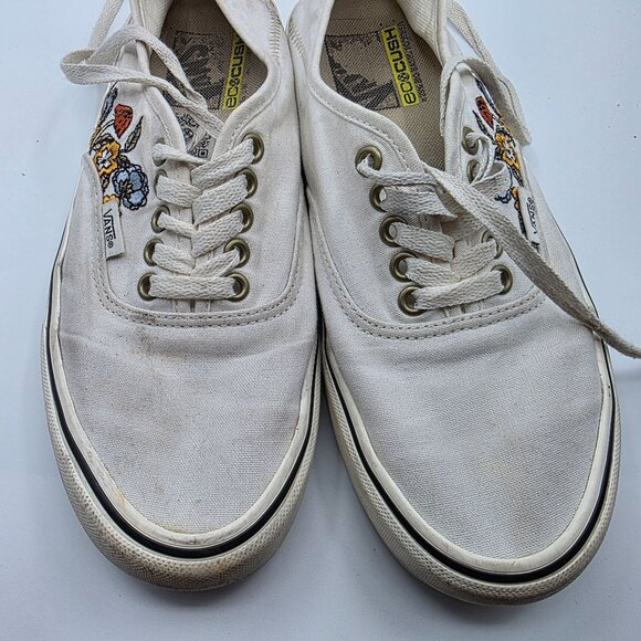 Vans EcoCush Womens Size 9 White Canvas Sneakers Floral Embroidery Casual - Picture 10 of 13